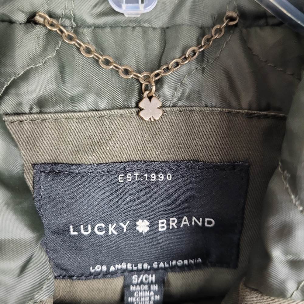LUCKY BRAND Jacket Coat Green Utility Size S Military Hood Fully Lined - Picture 4 of 17